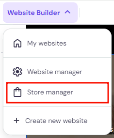 Winkelmanager menu