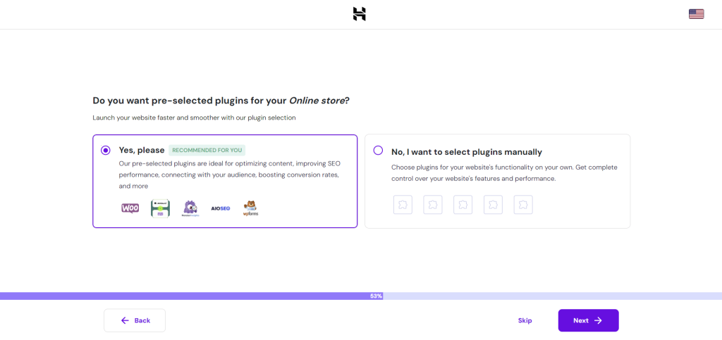 hostinger voorgeselecteerde plug-ins