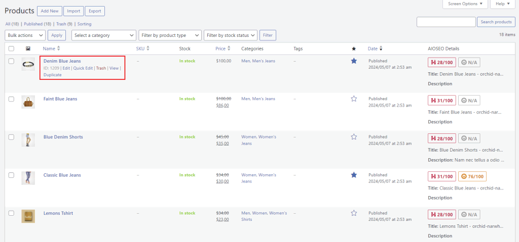 woocommerce productenlijst