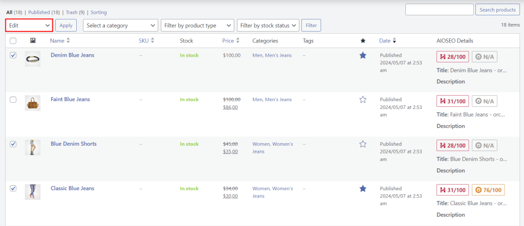 Woocommerce product bulk