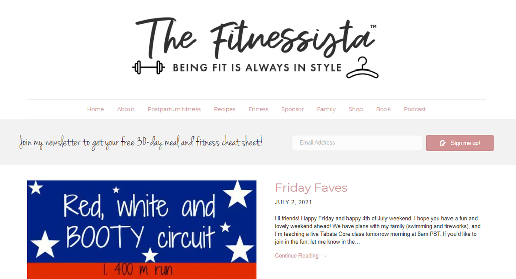 The Fitnessista startpagina