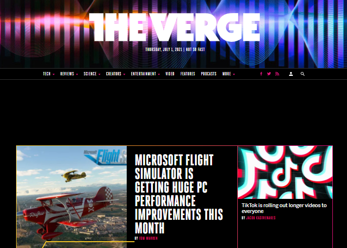 The Verge startpagina