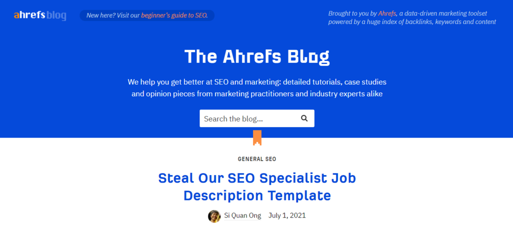 Ahrefs startpagina