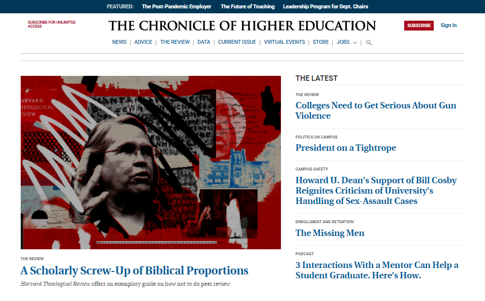 The Chronicle of Higher Education startpagina