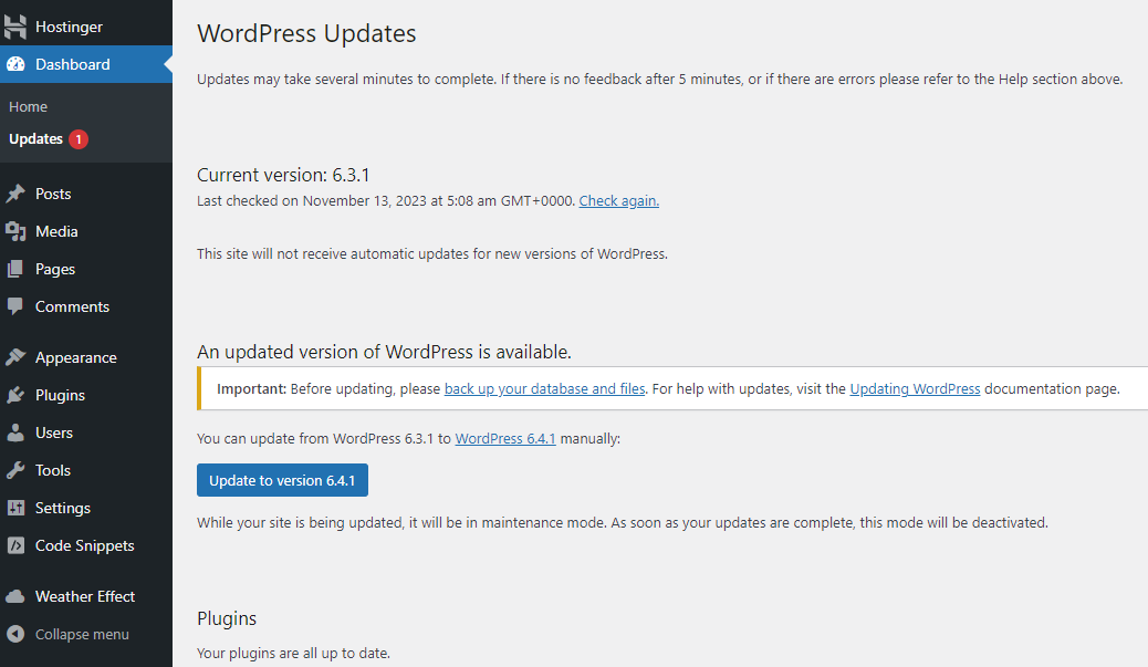 WordPress updates