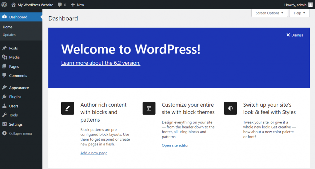 WordPress startpagina