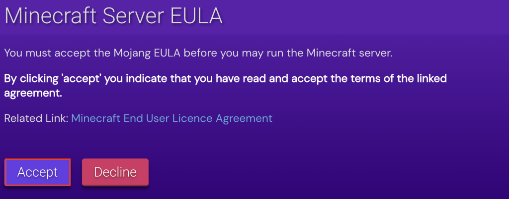 Minecraft Server EULA
