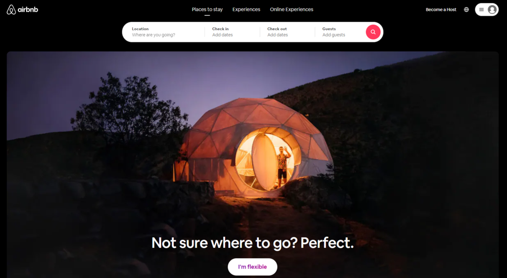 Airbnb startpagina