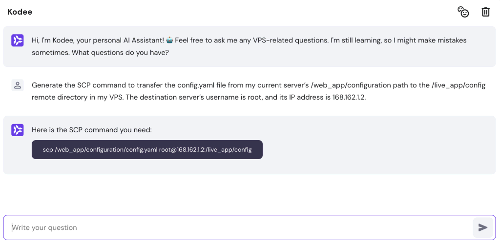 Kodee de AI assistant gebruiken voor SCP commands
