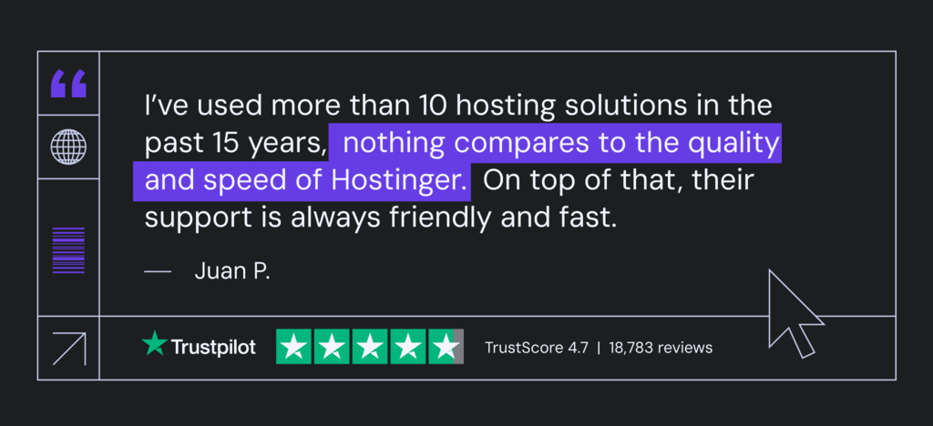 Trustpilot review van Hostinger
