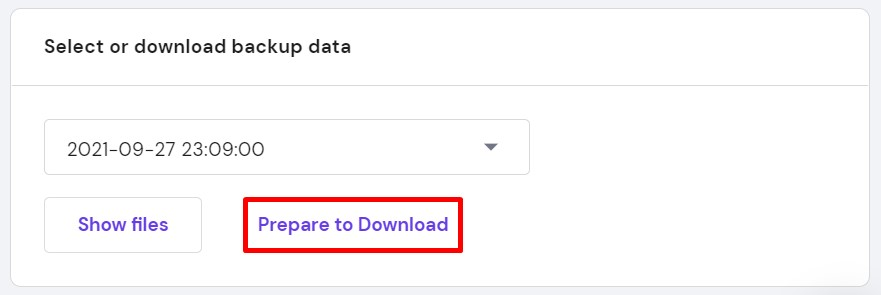 download van je backup data voorbereiden
