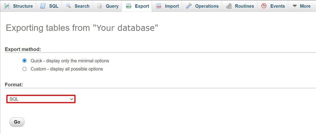 De database in een SQL formaat exporteren
