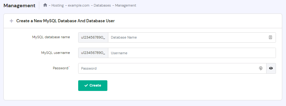 Een nieuwe MYSQL Database en Databaser gebruiker aanmaken
