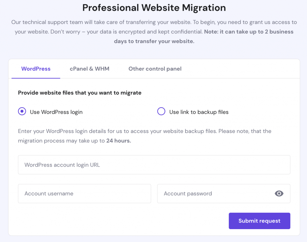 Professionele website migratie door Hostinger
