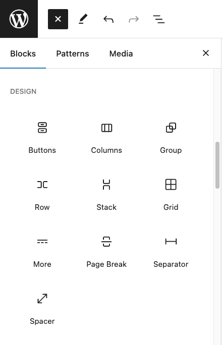 Group, columns, Row en Stacks voor blocks in WordPress<br>