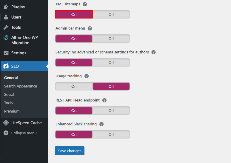 Opties voor Yoast om een XML sitemap te maken