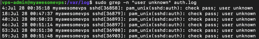 Regelnummer tonen via grep commands
