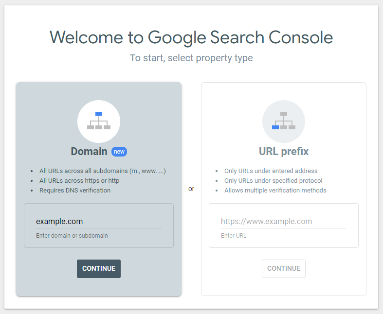 Domein toevoegen aan Google Search Console
