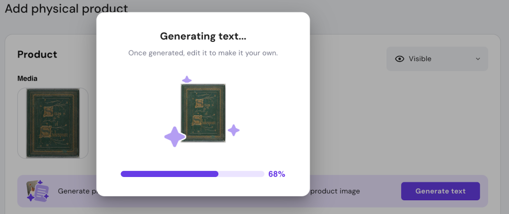 Ai die een text genereert voor een productbeschrijving van een boek
