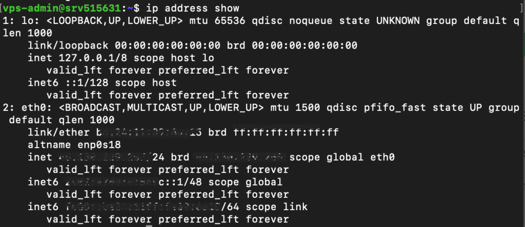 het ip command gebruiken om netwerkparameters weer te geven.
