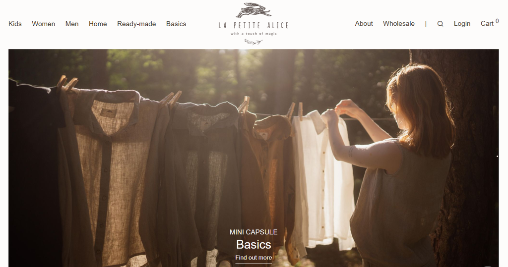 Screenshot van de website van La Petit Alice
