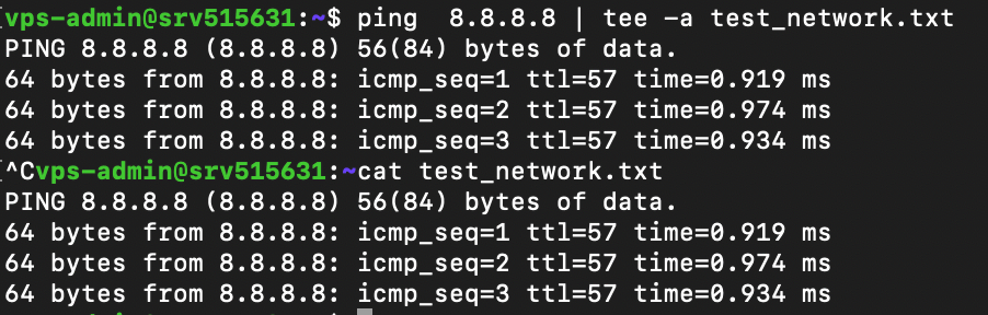 Voorbeeld van interface van een Tee command
