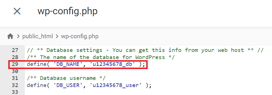 Via de WordPress database het wp-config.php aanpassen
