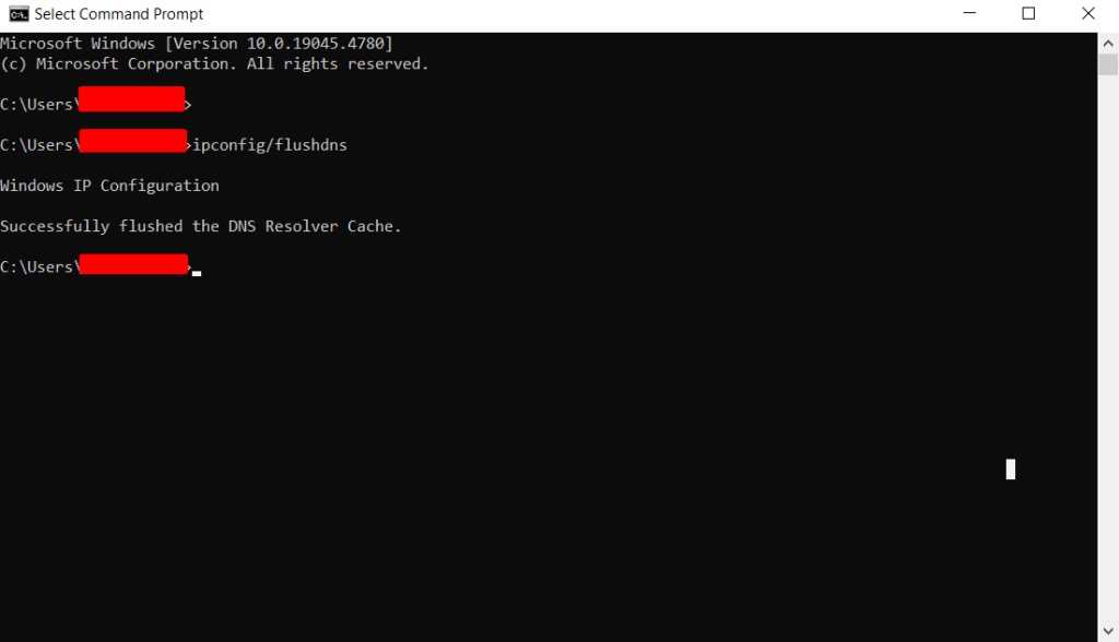 Windows command scherm voor ipconfig /flushdns
