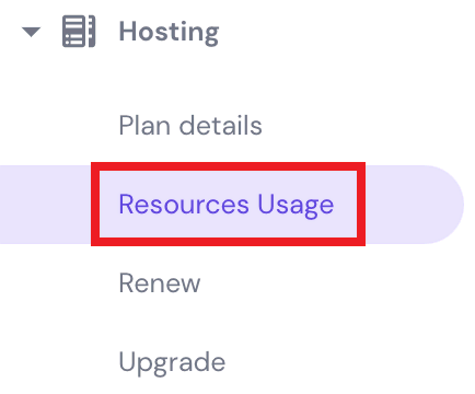 Waar je Resource Usage kan vinden
