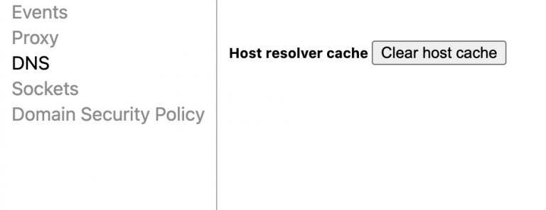 de optie Host cache wissen in Chrome
